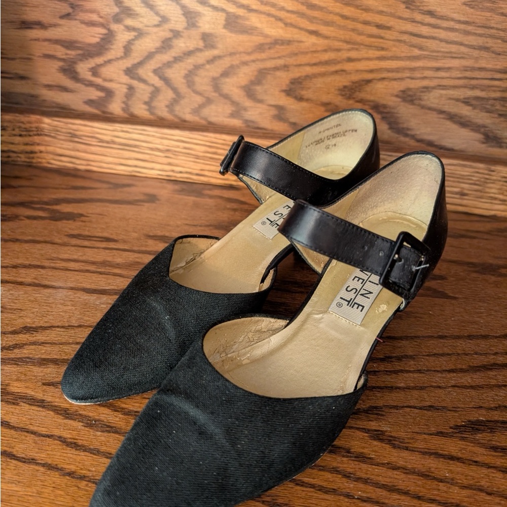 Nine West Black Linen Heels